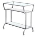 Daphnes Dinnette 22 in. White & Silver Accent Table with Tempered Glass DA3070835